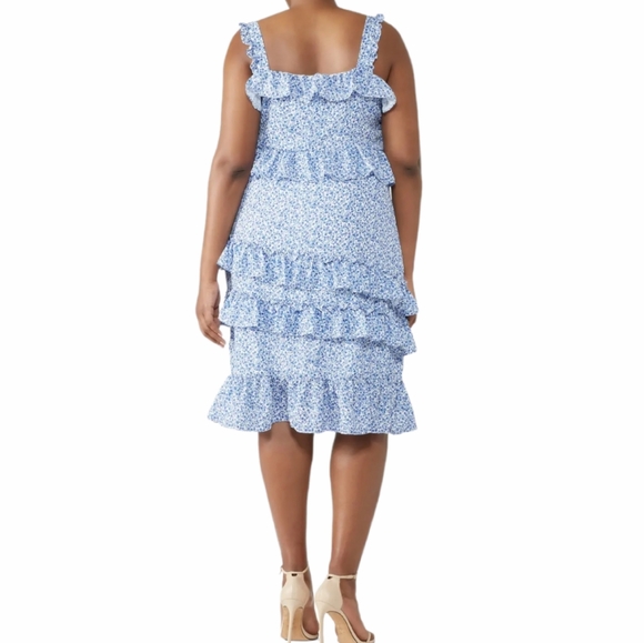 alexia admor blue ivory floral dress